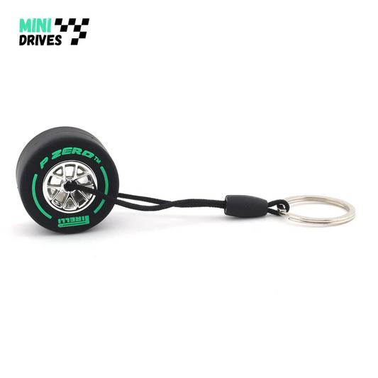 Formula One F1 Tire P-Zero Pirelli with rim green keyring / keychain