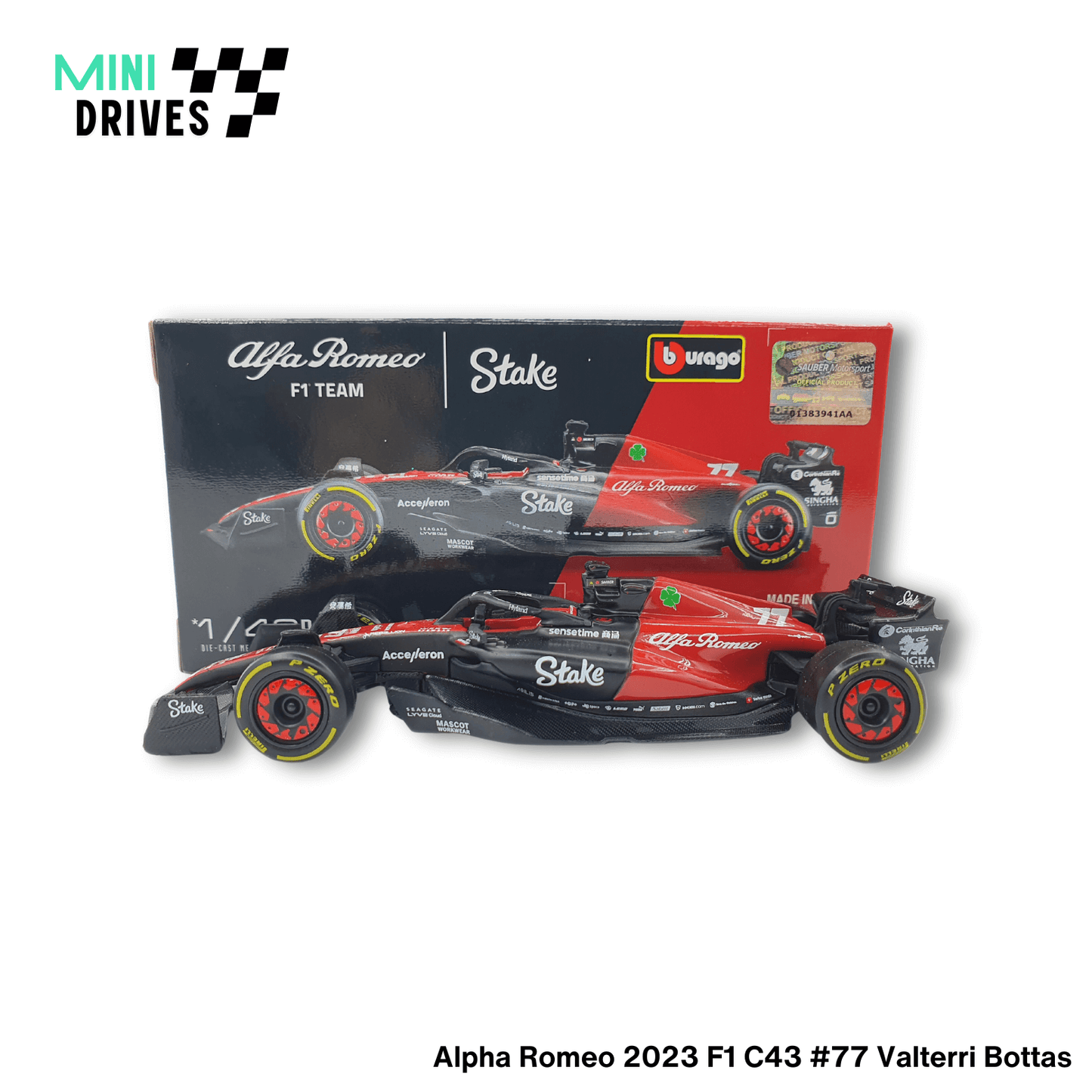 Bburago 1:43 F1 Alpha Romeo 2023 F1 C43 #77 Valterri Bottas