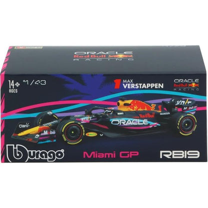 Bburago 1/43 Scale Red Bull RB19 Miami GP # 1 (With Case and Helmet)